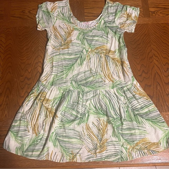 Hula Moon By Jams World Short Sleeve Mini Dress Astoria Leaf Print XS Relaxed - Picture 3 of 14